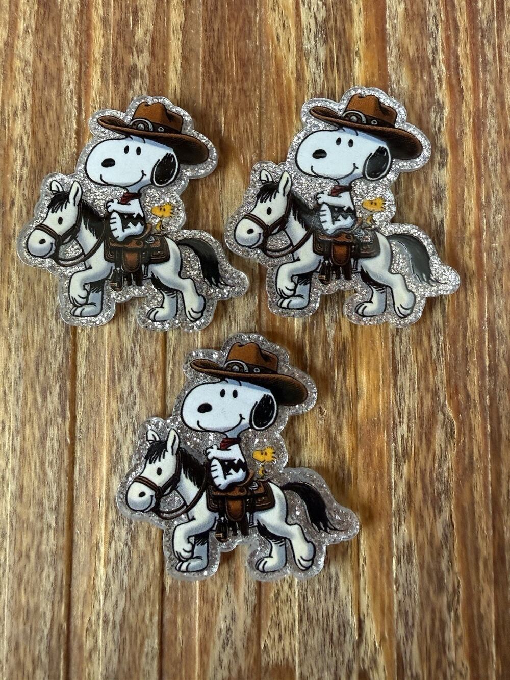 3 Pc Western Snoopy Acrylic Flatbacks